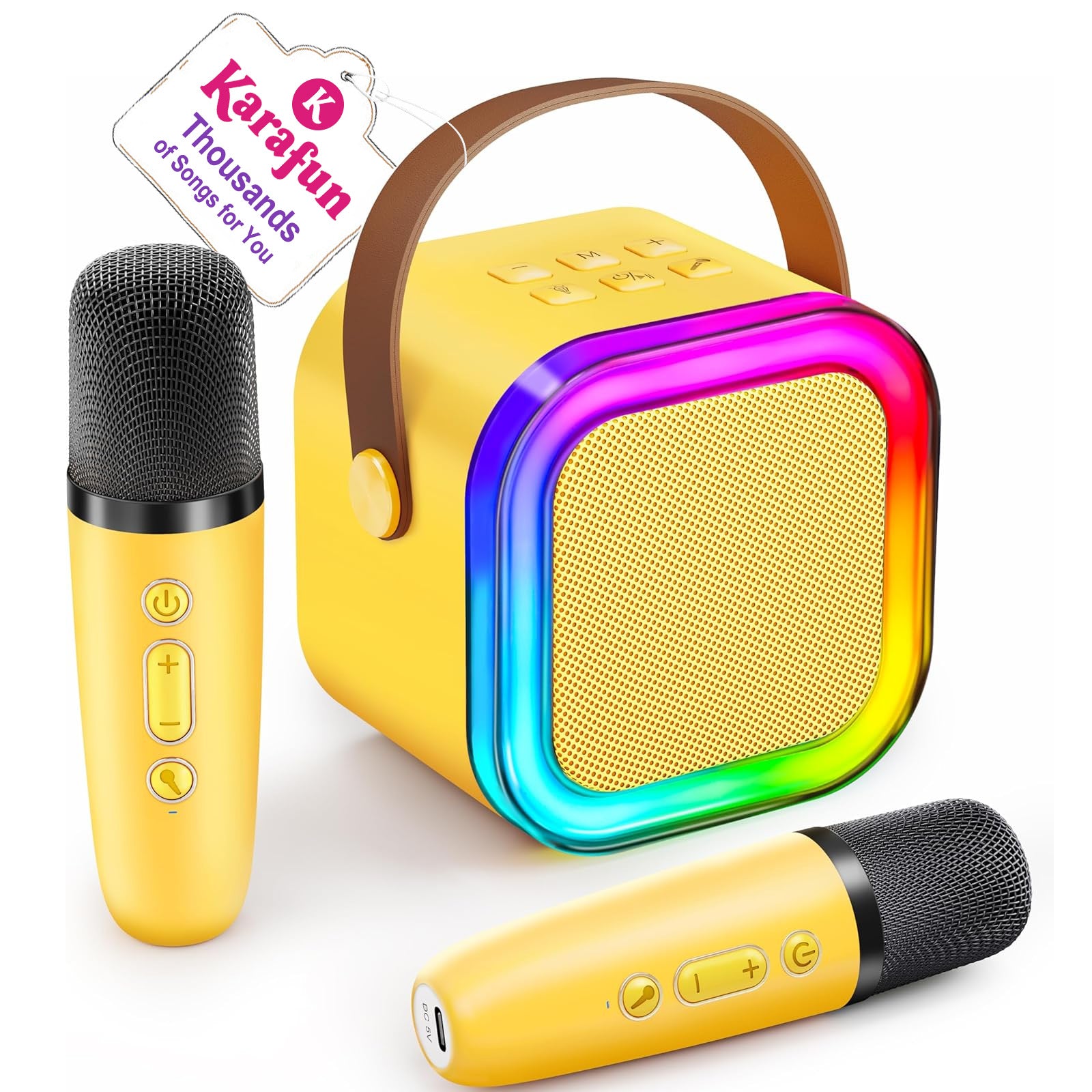 Mini Karaoke Machine for Kids, 2025 TOP Toys Christmas Birthday Gifts Ideas for Girls Ages 4, 5, 6, 7, 8, 9, 10, 12+ Years Old, Portable MP3 Player with 2 Wireless Mics for Party