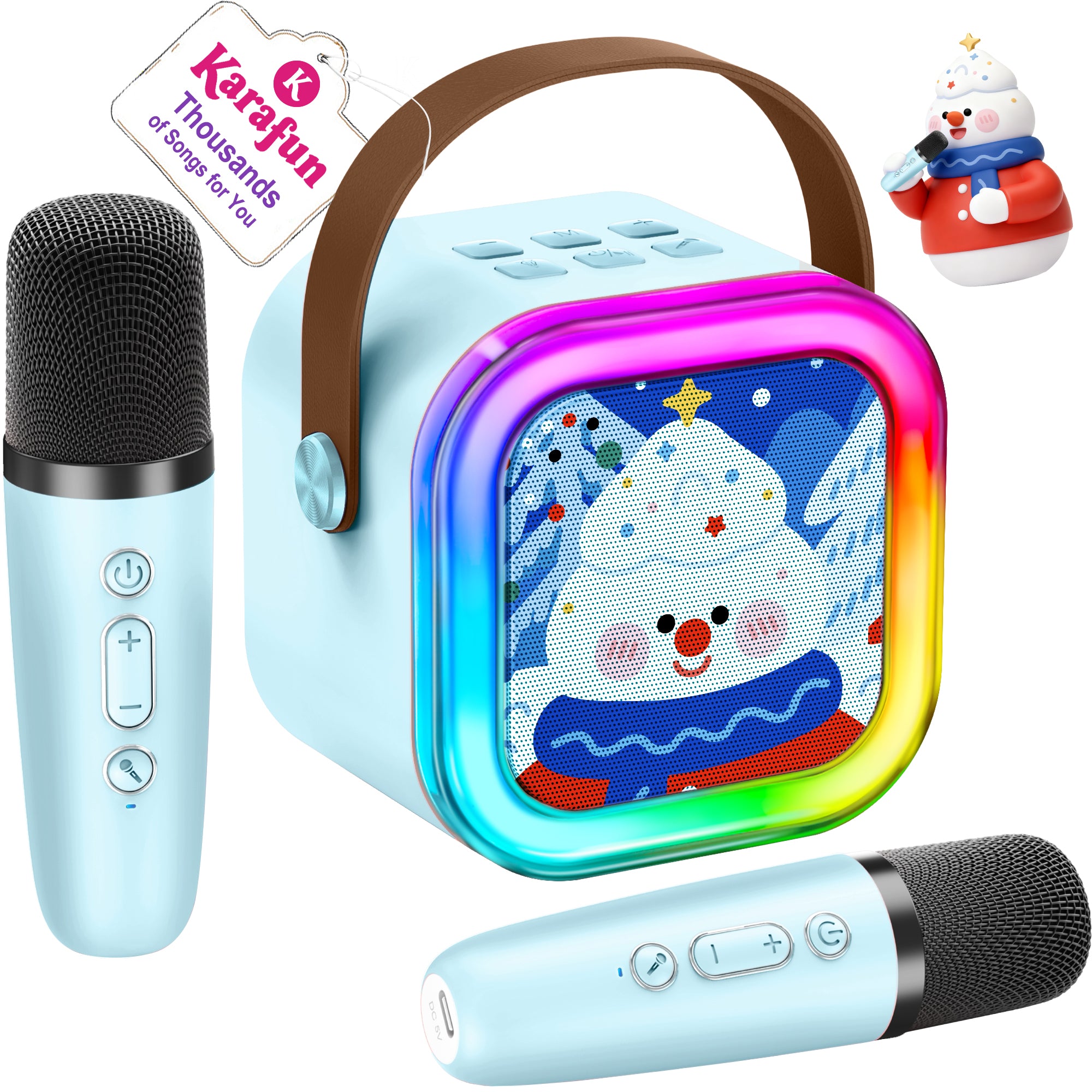 Mini Karaoke Machine for Kids, 2025 TOP Toys Birthday Gifts Ideas for Girls Ages 4, 5, 6, 7, 8, 9, 10, 12+ Years Old, Portable MP3 Player with 2 Wireless Mics for Party