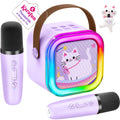Mini Karaoke Machine for Kids, 2025 TOP Toys Birthday Gifts Ideas for Girls Ages 4, 5, 6, 7, 8, 9, 10, 12+ Years Old, Portable MP3 Player with 2 Wireless Mics for Party
