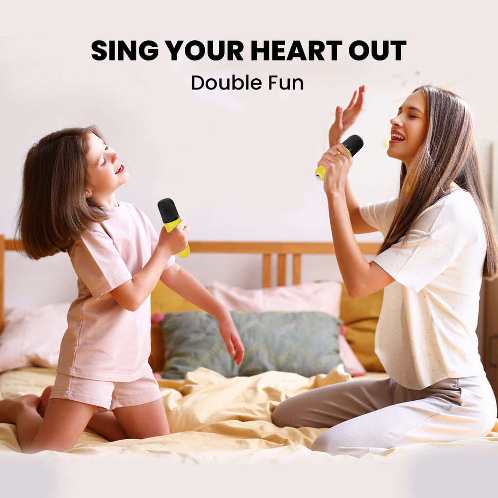 Mini Karaoke Machine for Kids, 2025 TOP Toys Christmas Birthday Gifts Ideas for Girls Ages 4, 5, 6, 7, 8, 9, 10, 12+ Years Old, Portable MP3 Player with 2 Wireless Mics for Party