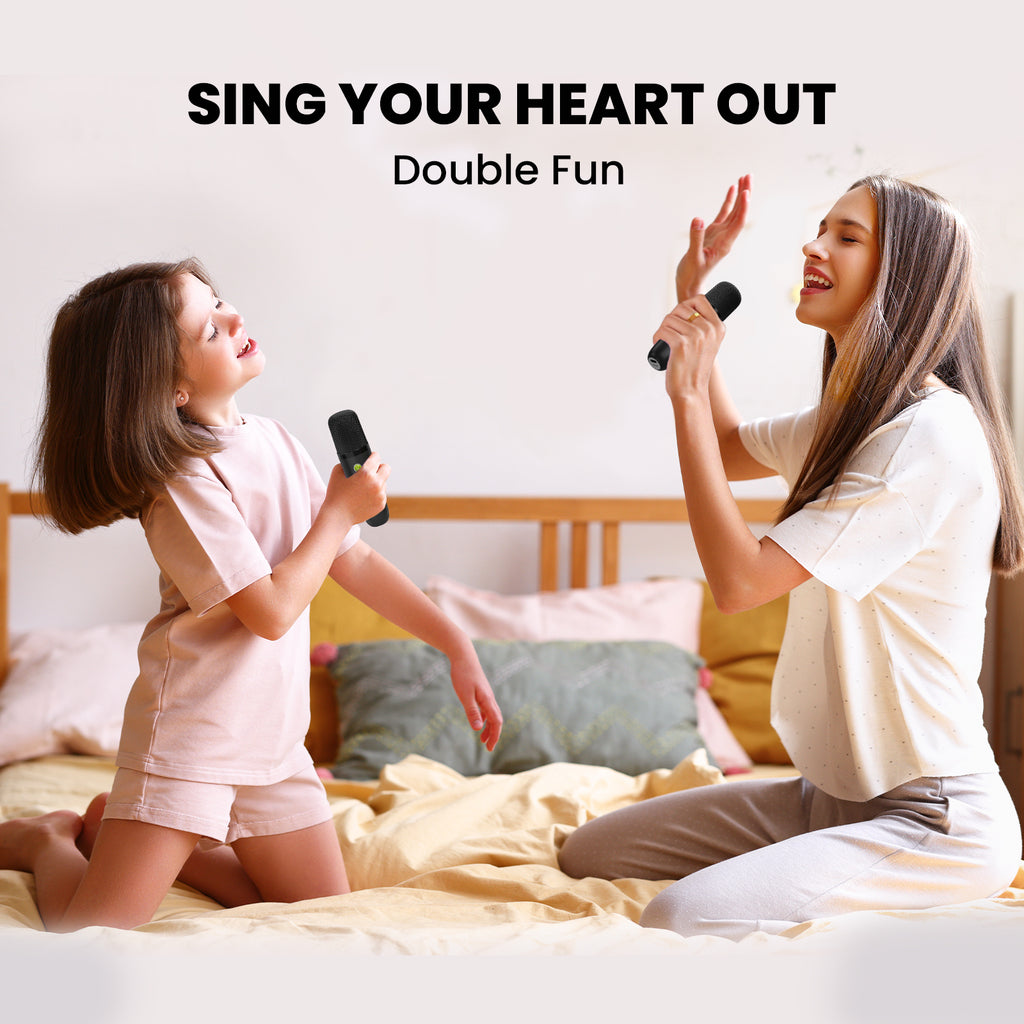 Mini Karaoke Machine for Kids, 2025 TOP Toys Christmas Birthday Gifts Ideas for Girls Ages 4, 5, 6, 7, 8, 9, 10, 12+ Years Old, Portable MP3 Player with 2 Wireless Mics for Party