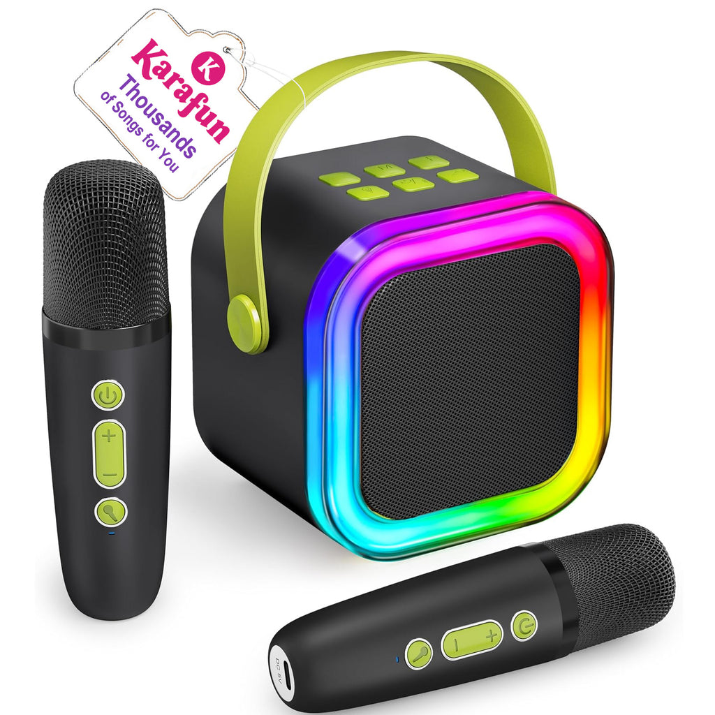 Mini Karaoke Machine for Kids, 2025 TOP Toys Christmas Birthday Gifts Ideas for Girls Ages 4, 5, 6, 7, 8, 9, 10, 12+ Years Old, Portable MP3 Player with 2 Wireless Mics for Party