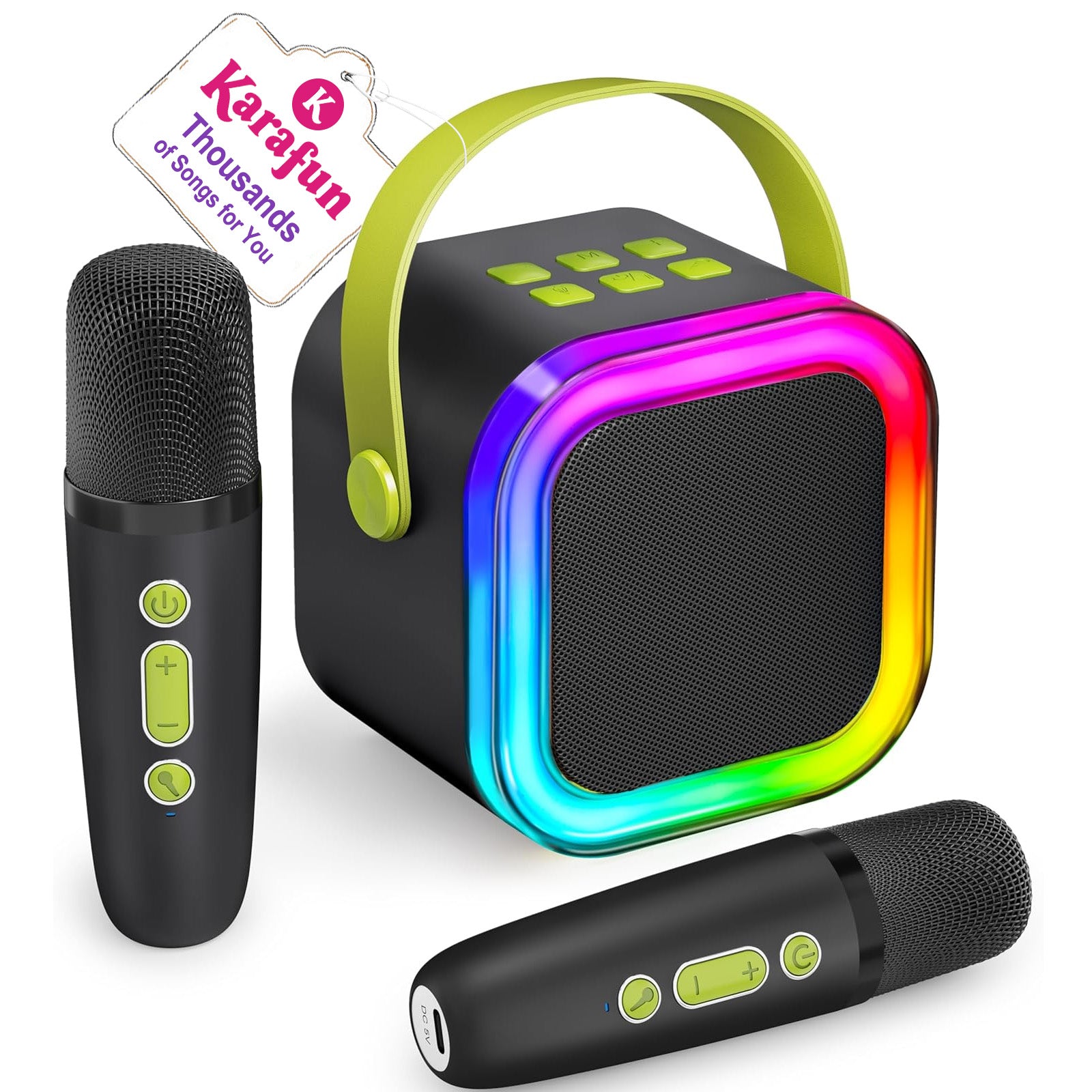 Mini Karaoke Machine for Kids, 2025 TOP Toys Christmas Birthday Gifts Ideas for Girls Ages 4, 5, 6, 7, 8, 9, 10, 12+ Years Old, Portable MP3 Player with 2 Wireless Mics for Party