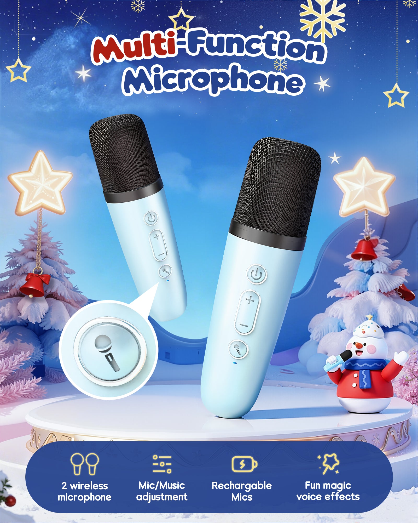 Mini Karaoke Machine for Kids, 2025 TOP Toys Birthday Gifts Ideas for Girls Ages 4, 5, 6, 7, 8, 9, 10, 12+ Years Old, Portable MP3 Player with 2 Wireless Mics for Party