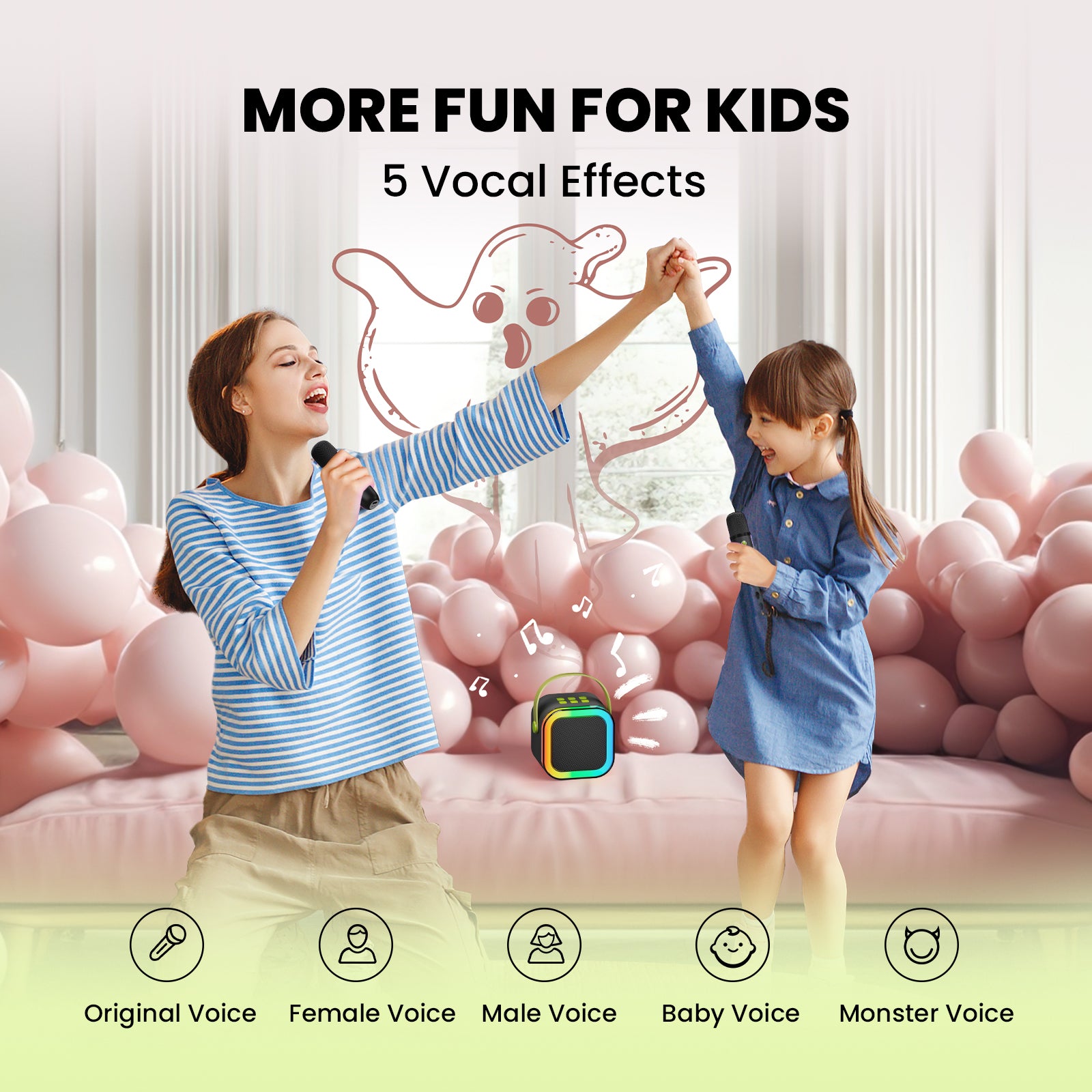 Mini Karaoke Machine for Kids, 2025 TOP Toys Christmas Birthday Gifts Ideas for Girls Ages 4, 5, 6, 7, 8, 9, 10, 12+ Years Old, Portable MP3 Player with 2 Wireless Mics for Party