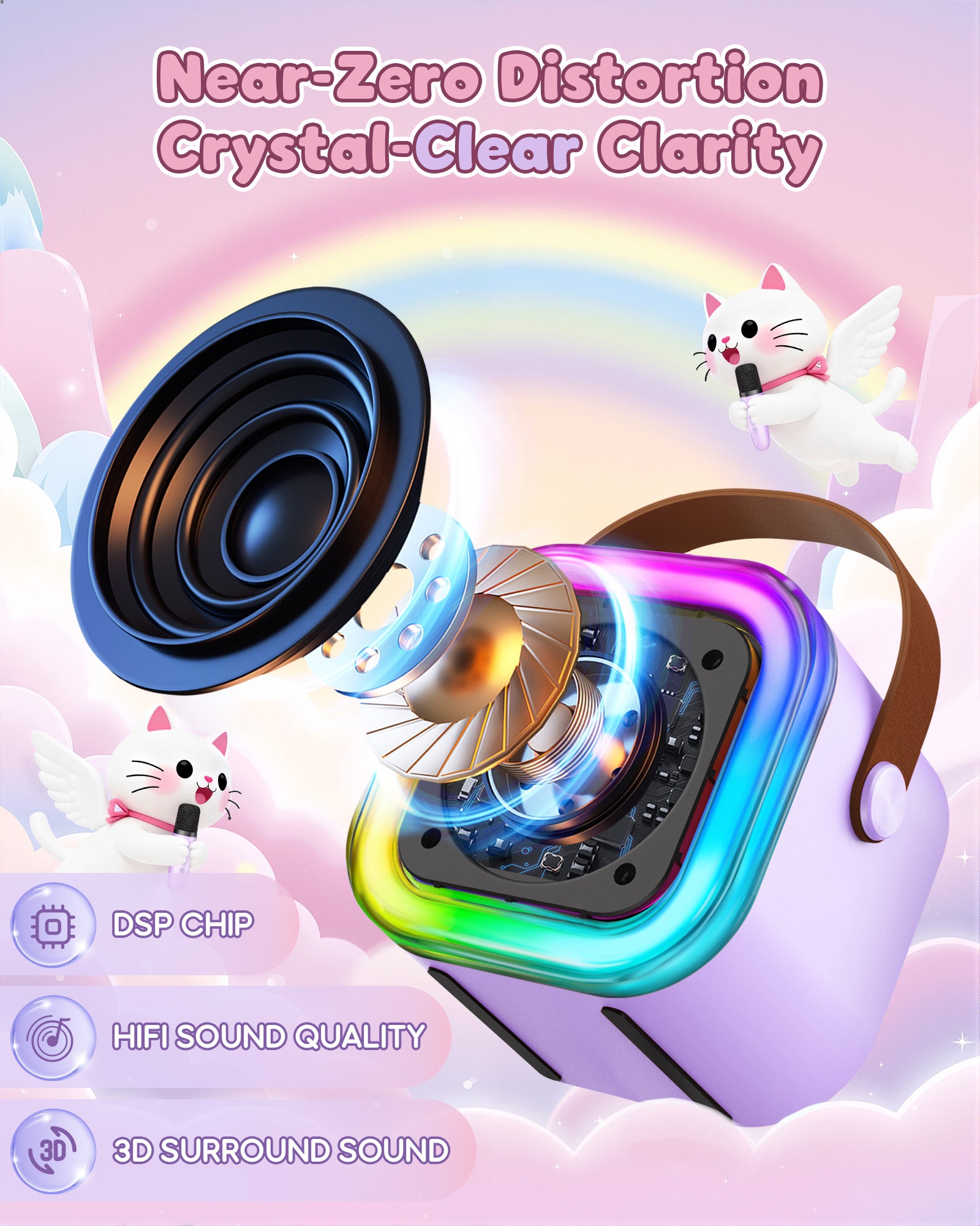 Mini Karaoke Machine for Kids, 2025 TOP Toys Birthday Gifts Ideas for Girls Ages 4, 5, 6, 7, 8, 9, 10, 12+ Years Old, Portable MP3 Player with 2 Wireless Mics for Party