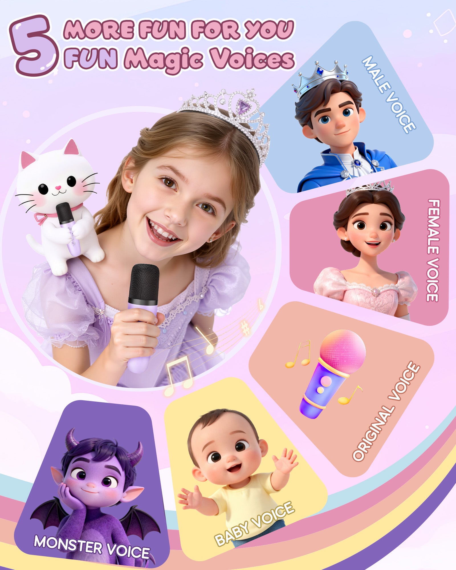 Mini Karaoke Machine for Kids, 2025 TOP Toys Birthday Gifts Ideas for Girls Ages 4, 5, 6, 7, 8, 9, 10, 12+ Years Old, Portable MP3 Player with 2 Wireless Mics for Party