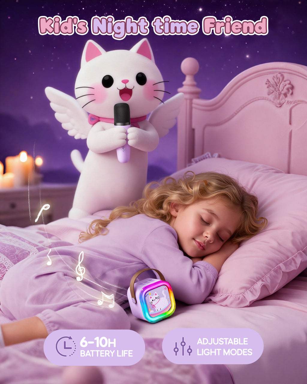 Mini Karaoke Machine for Kids, 2025 TOP Toys Birthday Gifts Ideas for Girls Ages 4, 5, 6, 7, 8, 9, 10, 12+ Years Old, Portable MP3 Player with 2 Wireless Mics for Party
