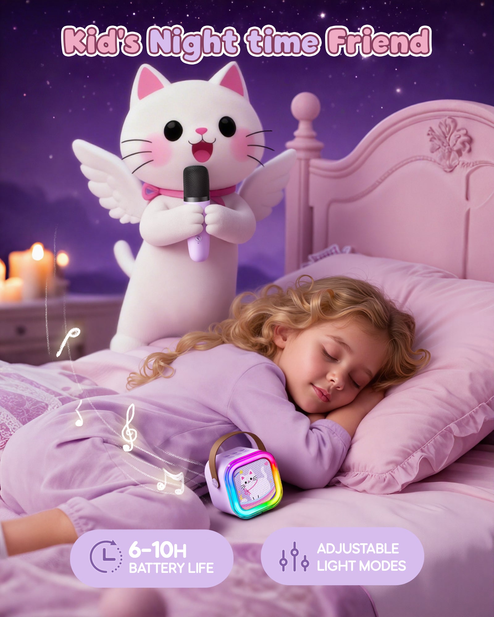 Mini Karaoke Machine for Kids, 2025 TOP Toys Birthday Gifts Ideas for Girls Ages 4, 5, 6, 7, 8, 9, 10, 12+ Years Old, Portable MP3 Player with 2 Wireless Mics for Party